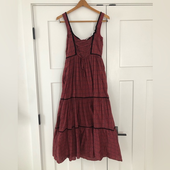 Worn Once! Christy Dawn Adele Dress in Crimson Trellis Size Small - Picture 6 of 7